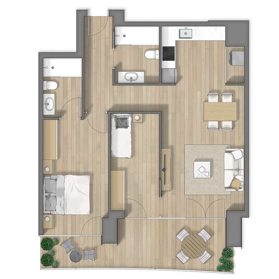 2D floor plan floorplan grundriss planimetria plano planta humanizada real estate rendering