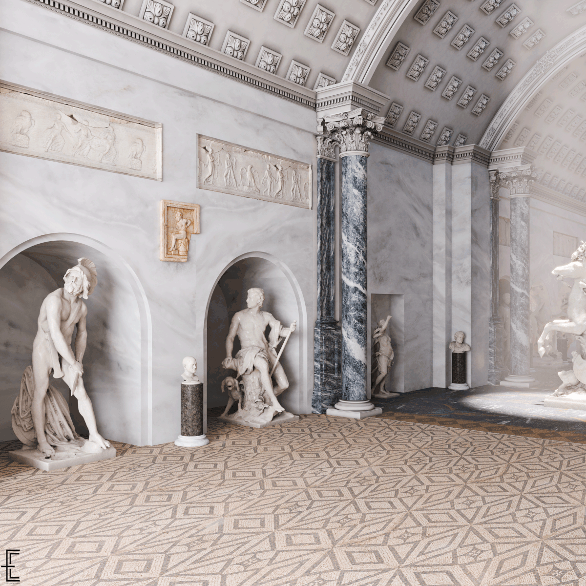 3ds max architecture archviz CGI Exhibition  indoor museum Render visualization vray