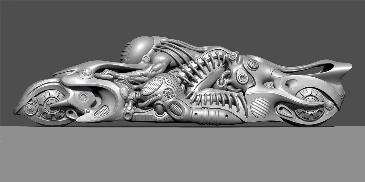 speed motorcycle Zbrush 3d modeling engine character concept Cyborg digital sculpt character artist