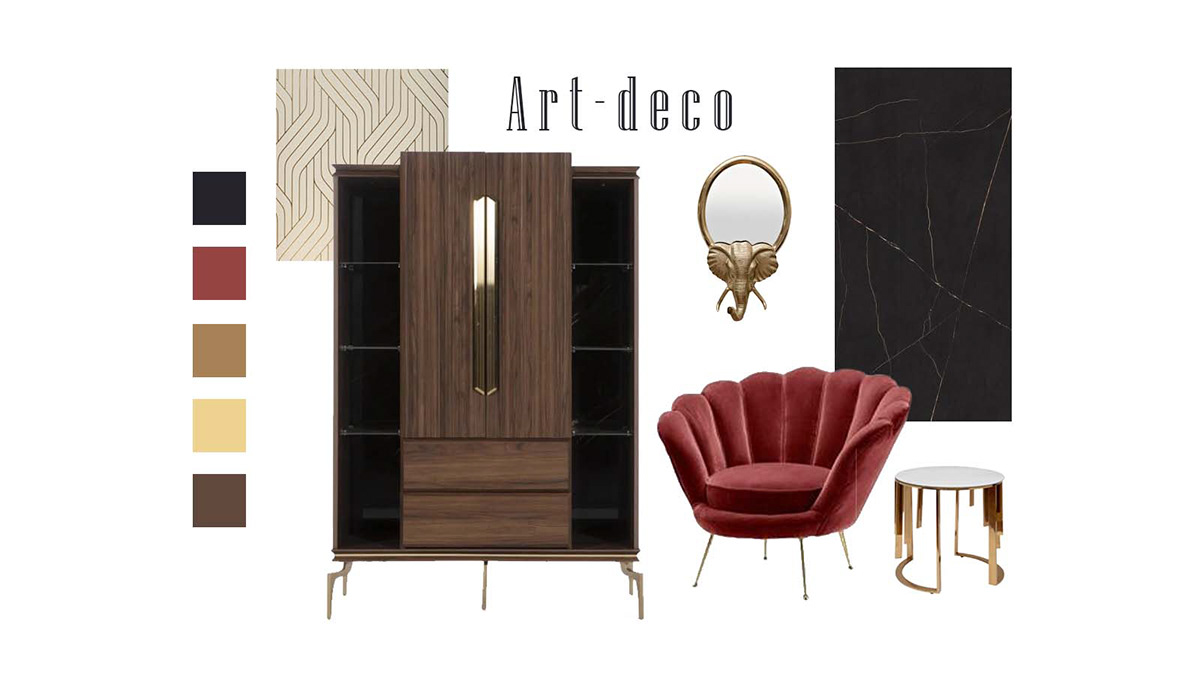 art-deco design interior design  Interior moodboard concept board Luxury Design Marble modern collage
