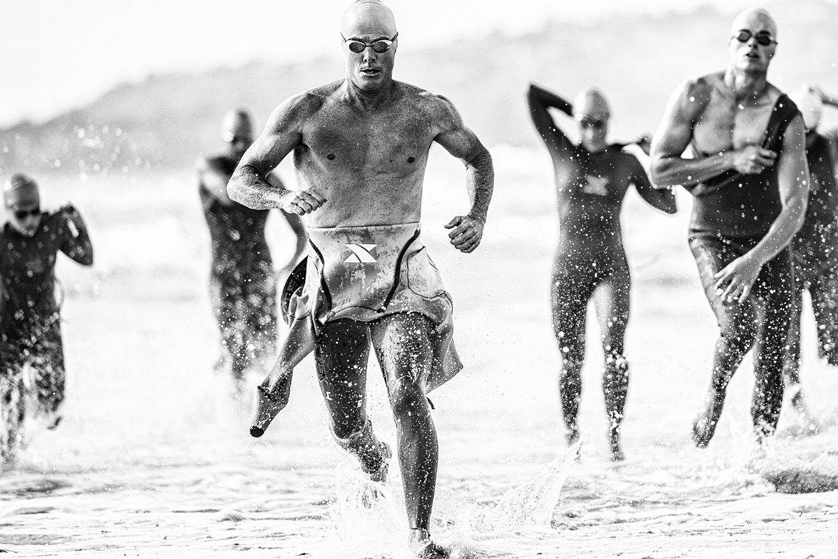  Thriathlete Leito Triathlon ironman race athletes sport sports running  water  ocean black and white determination