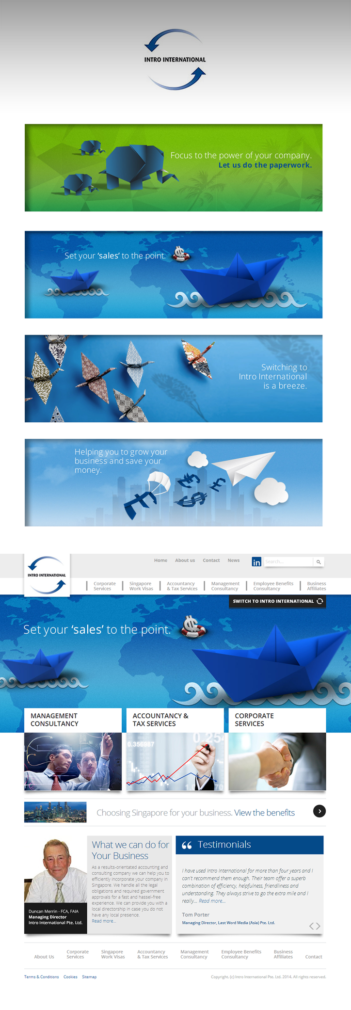 banners design corporate origami  boat elephant Web UI ux