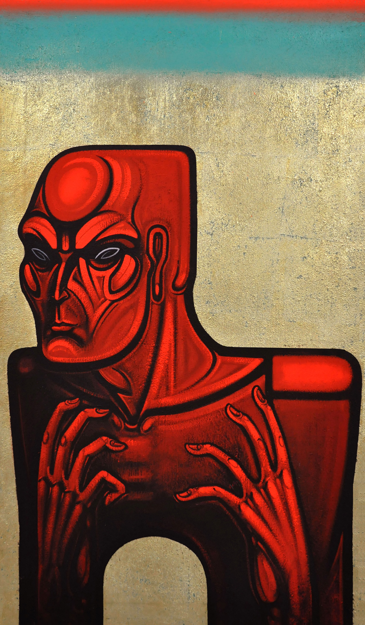 Sergii Radkevych seven deadly sins canvas gold black orange figure face art contemporary 2014-2015 Lviv