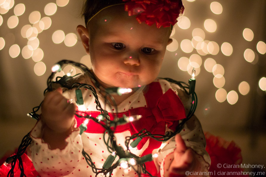 baby photography Christmas bokeh