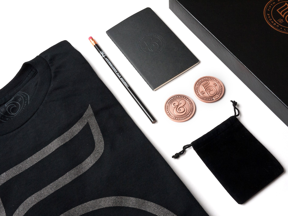 foil  embossed brand ugmonk tshirt limited edition apparel black anniversary set coins copper metal sketchbook