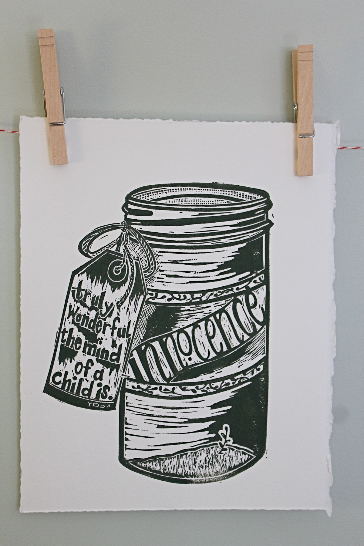 printmaking linocut linoleum print mason jar