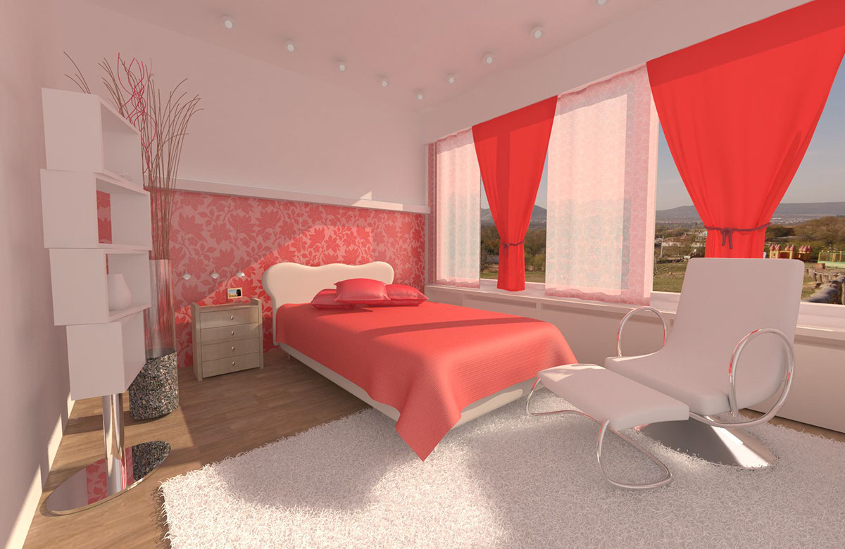 3D design room bedroom Interior pillow mat armchair