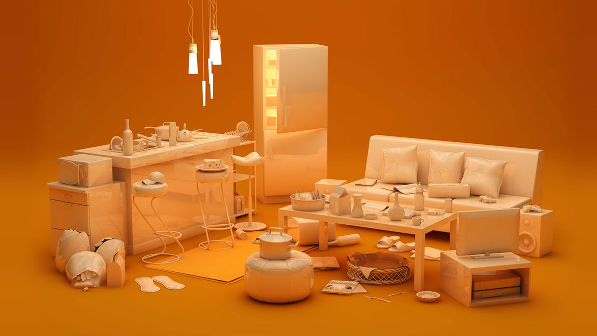 3D Webdesign color c4d room flat glossy