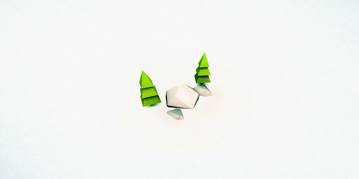 3D LOW poly Tree  rock minimal minimalist fresh green simple flat