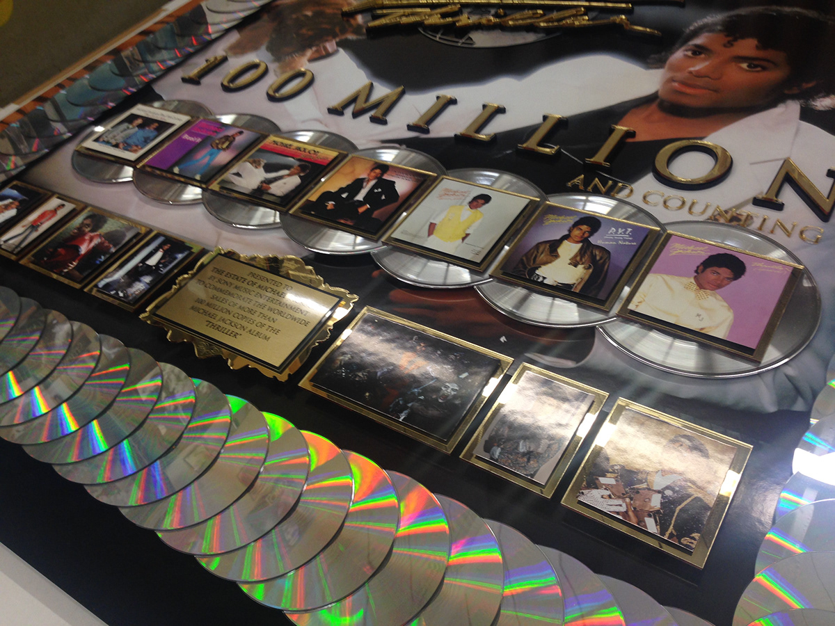 Michael Jackson thriller Platinum Award Platinum Record Sony Music John Branca LA Reid Epic Records Michael Jackson Estate music business Lasercut MJ xscape