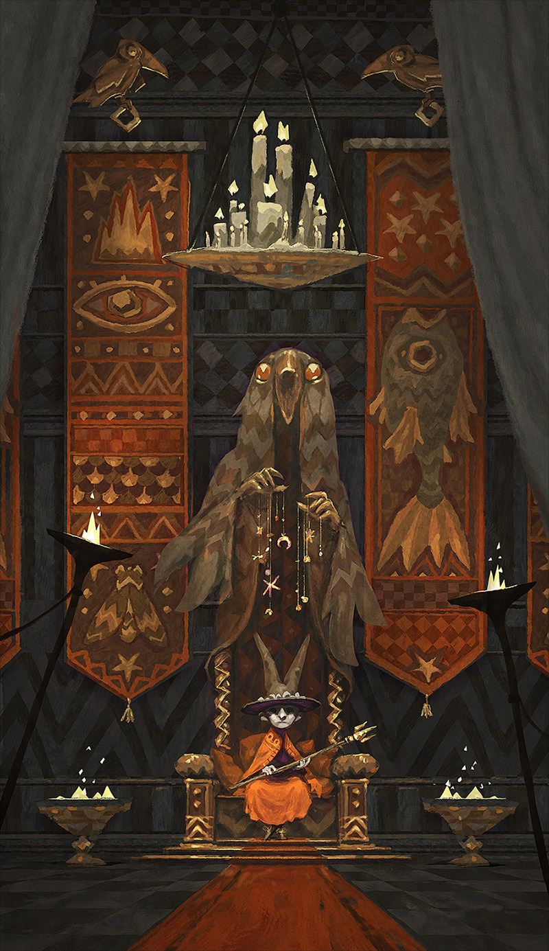 witch concept art throne fire
