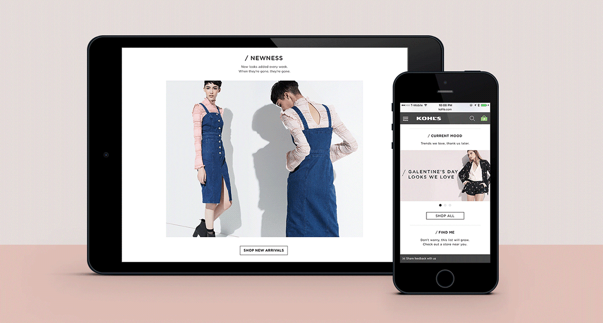 k/lab kohl's digital design landing page creative millennial fast fashion