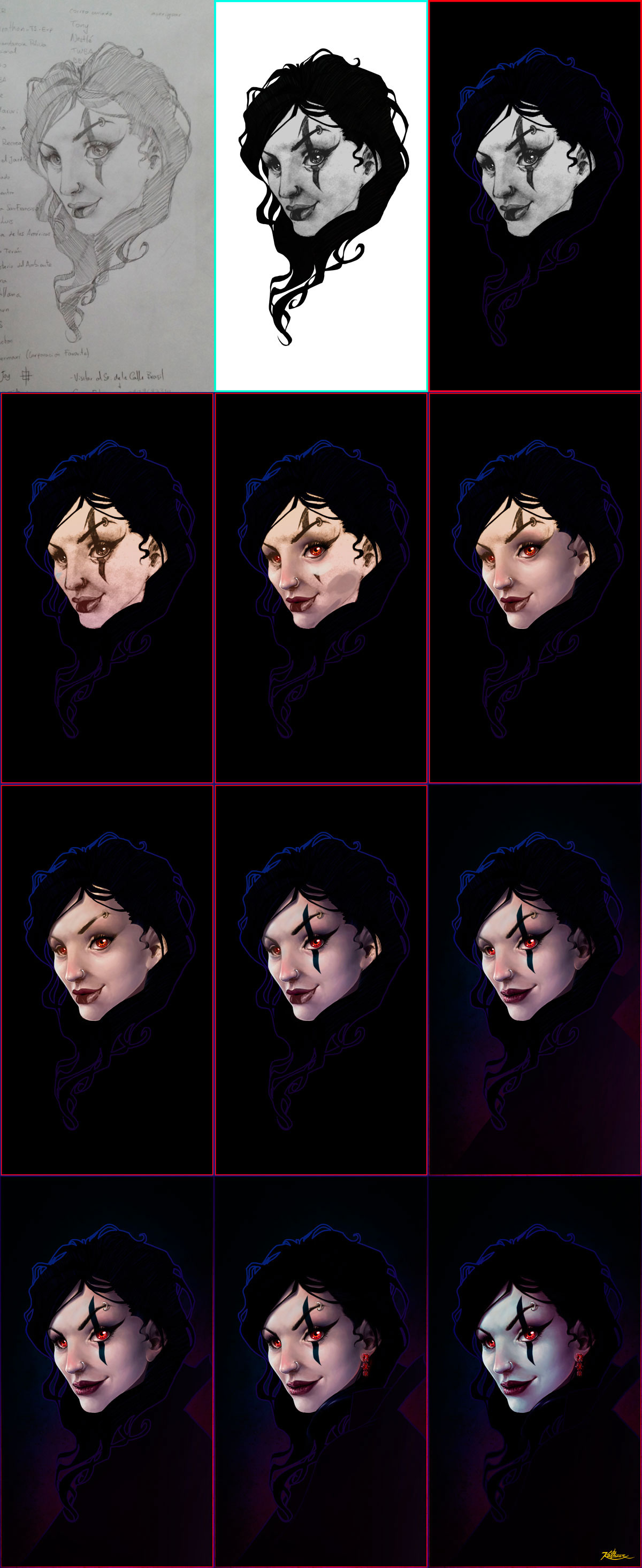 dark vampire witch pale purple red eye robe hair portrait lips goth gothic sinister