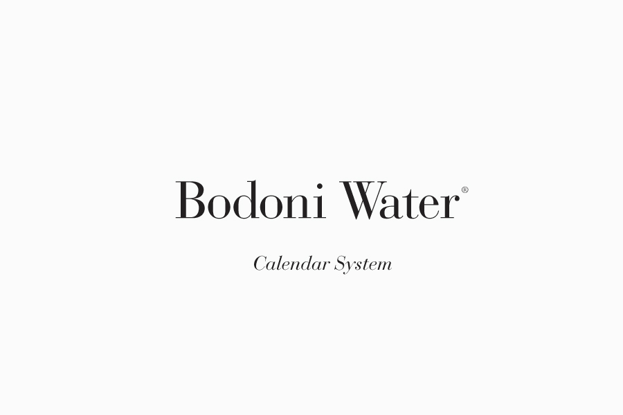 Bodoni Typeface bodoni water Water Bottle bottle calendar Calendar System unconventional calendar Typeface type package