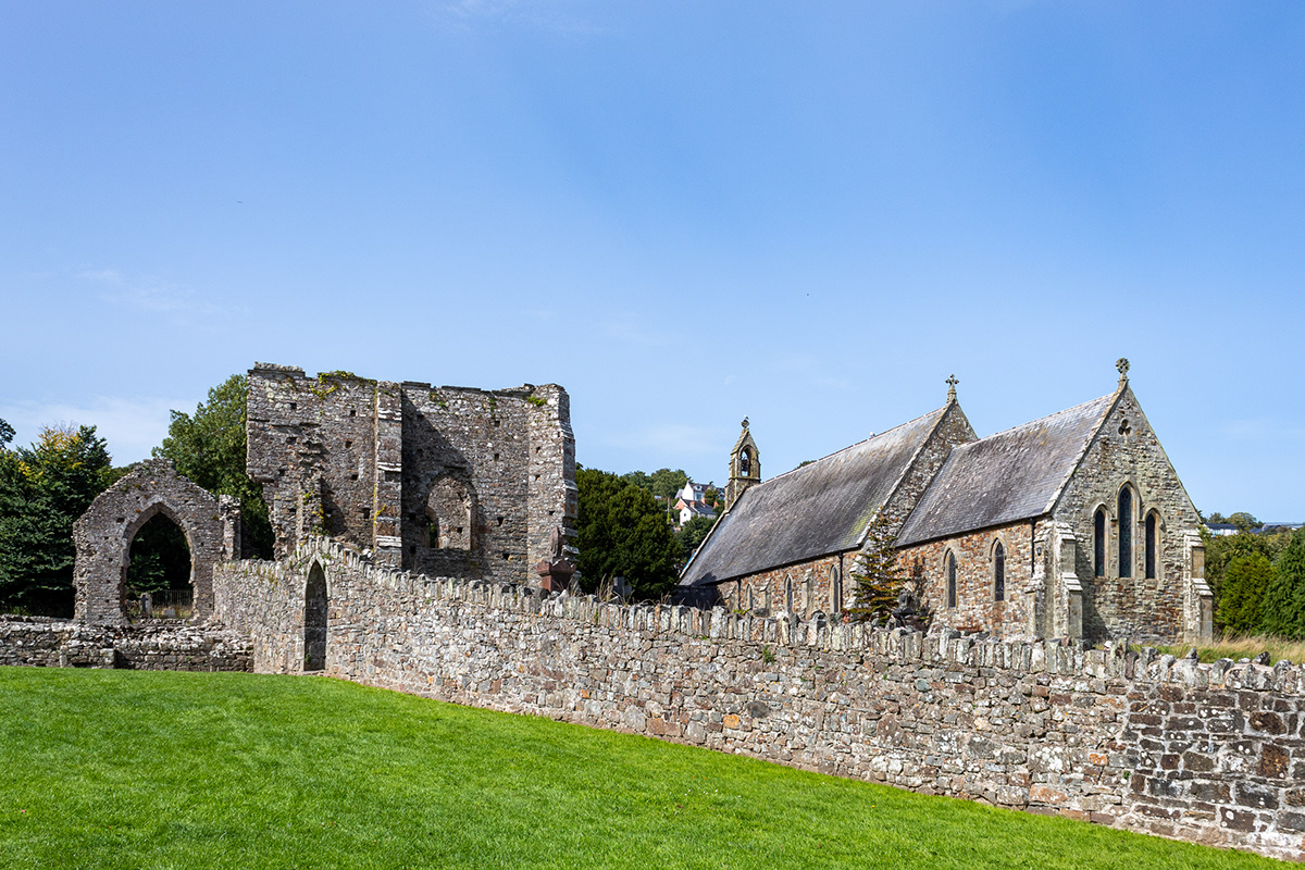 St Dogmaels Abbey in South West Wales :  The North Transept, Nave and Guesthouse