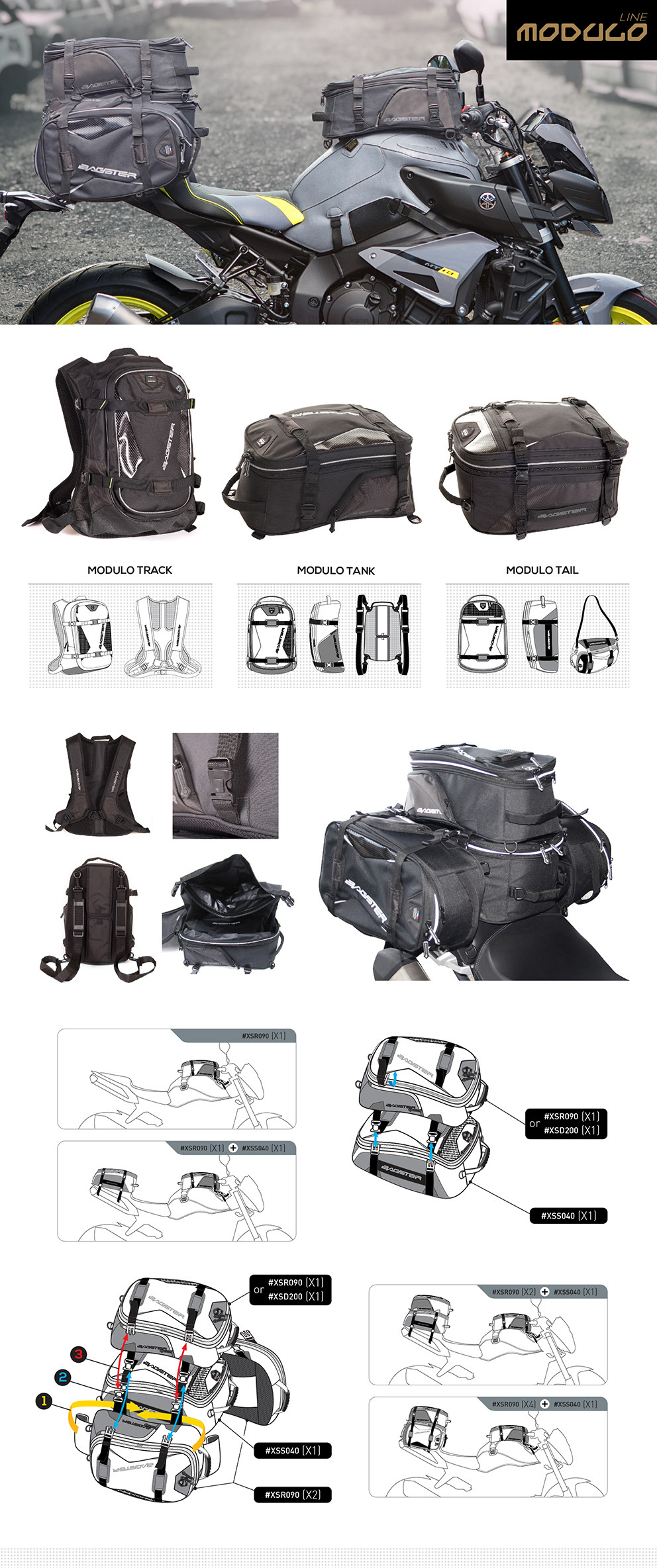 design conception luggage backpack rear luggage tank luggage product line explanatory illustration logo identity attach system