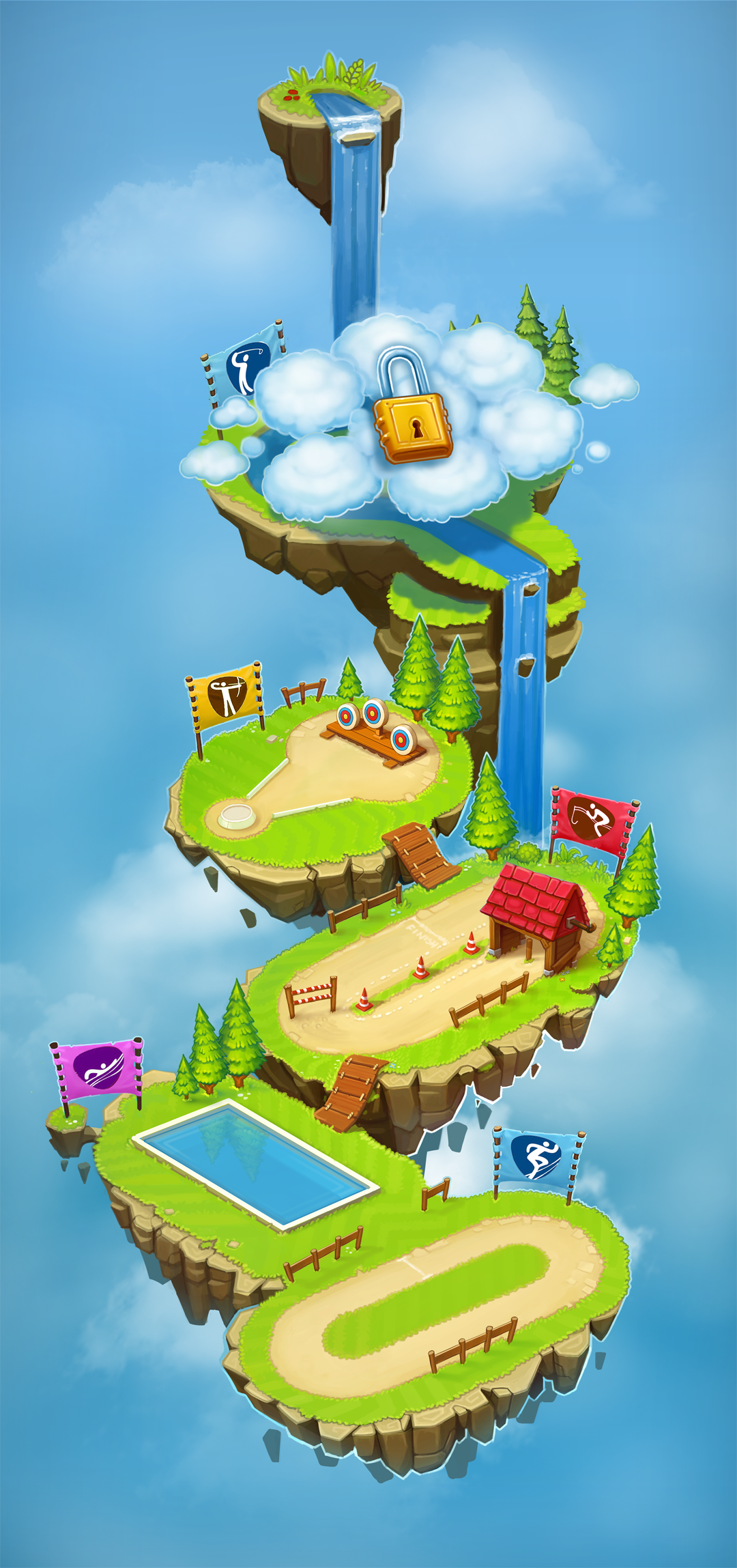 2D mobile game background map fantasy Painted