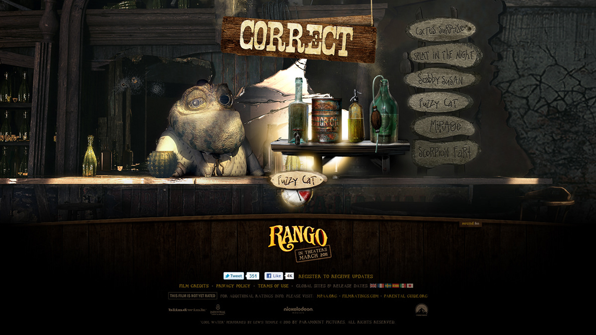 Rango Paramount Pictures Paramount movie websites Games