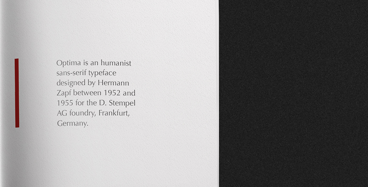 Optima Herman Zapf font elegant sans-serif Splayed strokes