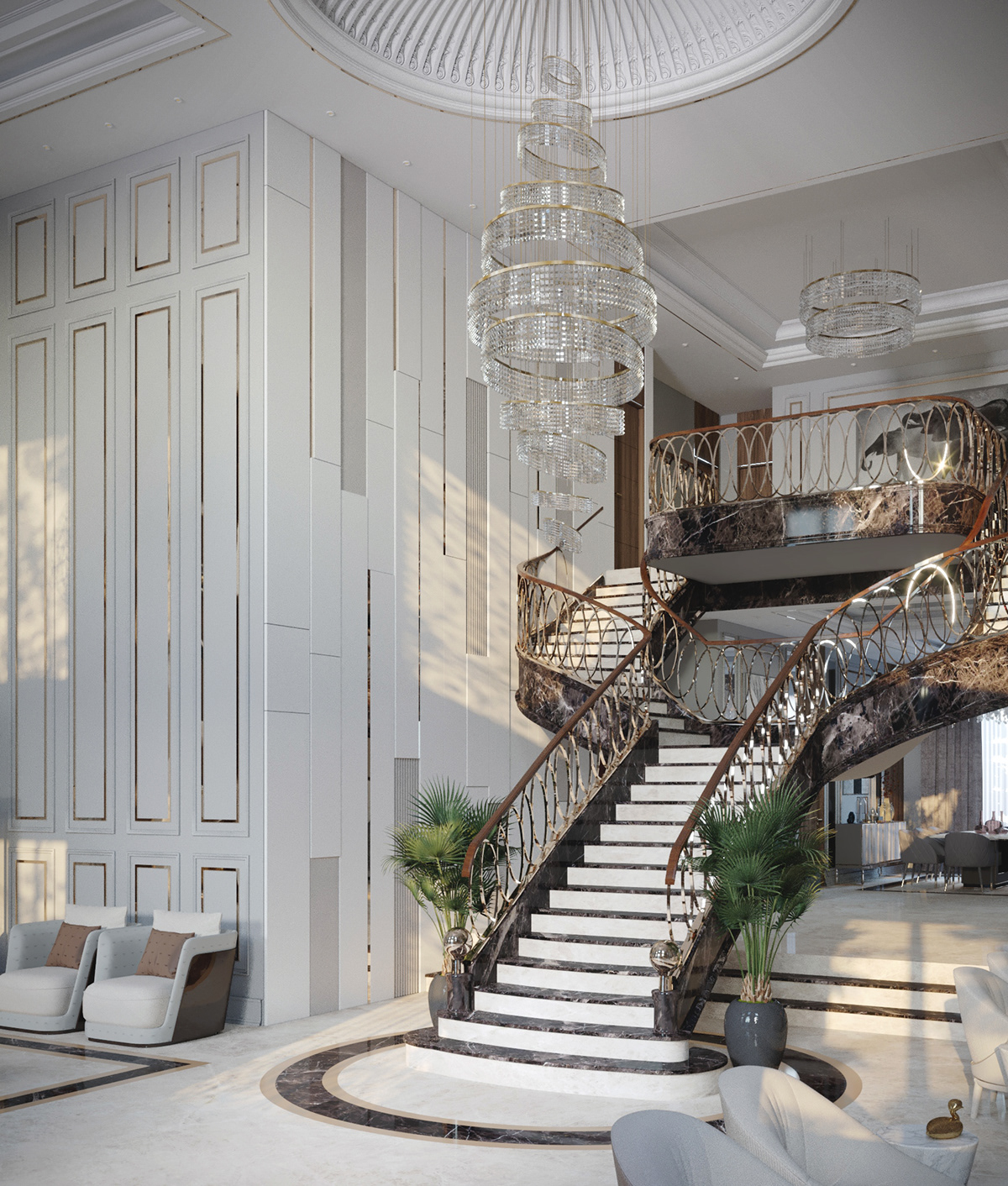 design diningroom Hall Interior interiordesign livingroom luxury MAJLIS stair Villa