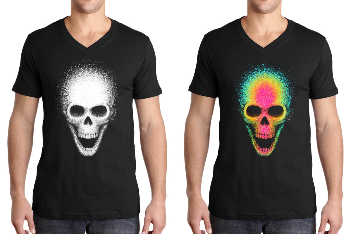 skull colorfull painter t-shirt screaming Thinking laughing areograph france marseille color rainbow squelette crane
