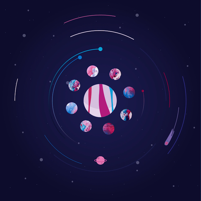 galaxy planet cosmos animation  motion design After effect ILLUSTRATION  night cercle