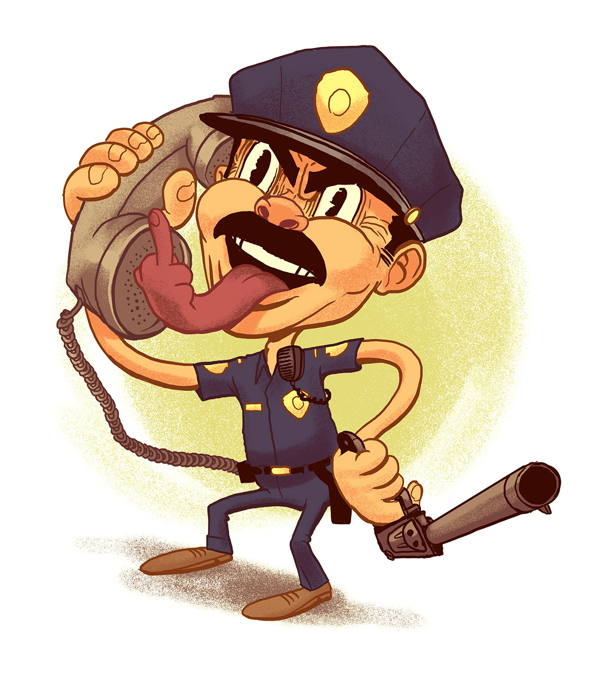 Cop phone Gun cartoon adam rosenlund