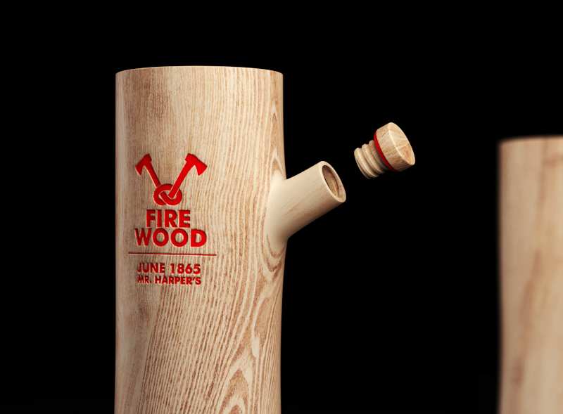 packing firewood Tree  wood fire Vodka drink alcohol cinema 4d ax bottle logo