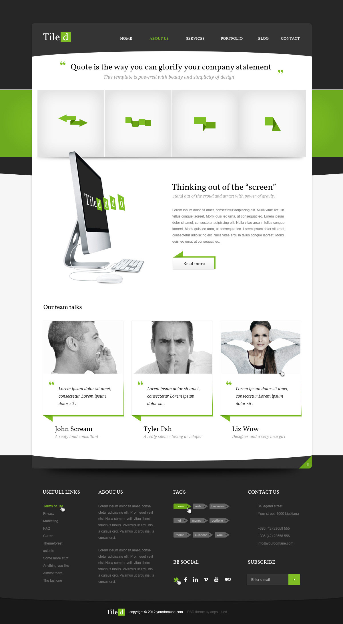 business clean corporate design fresh Internet portfolio psd template Theme Web