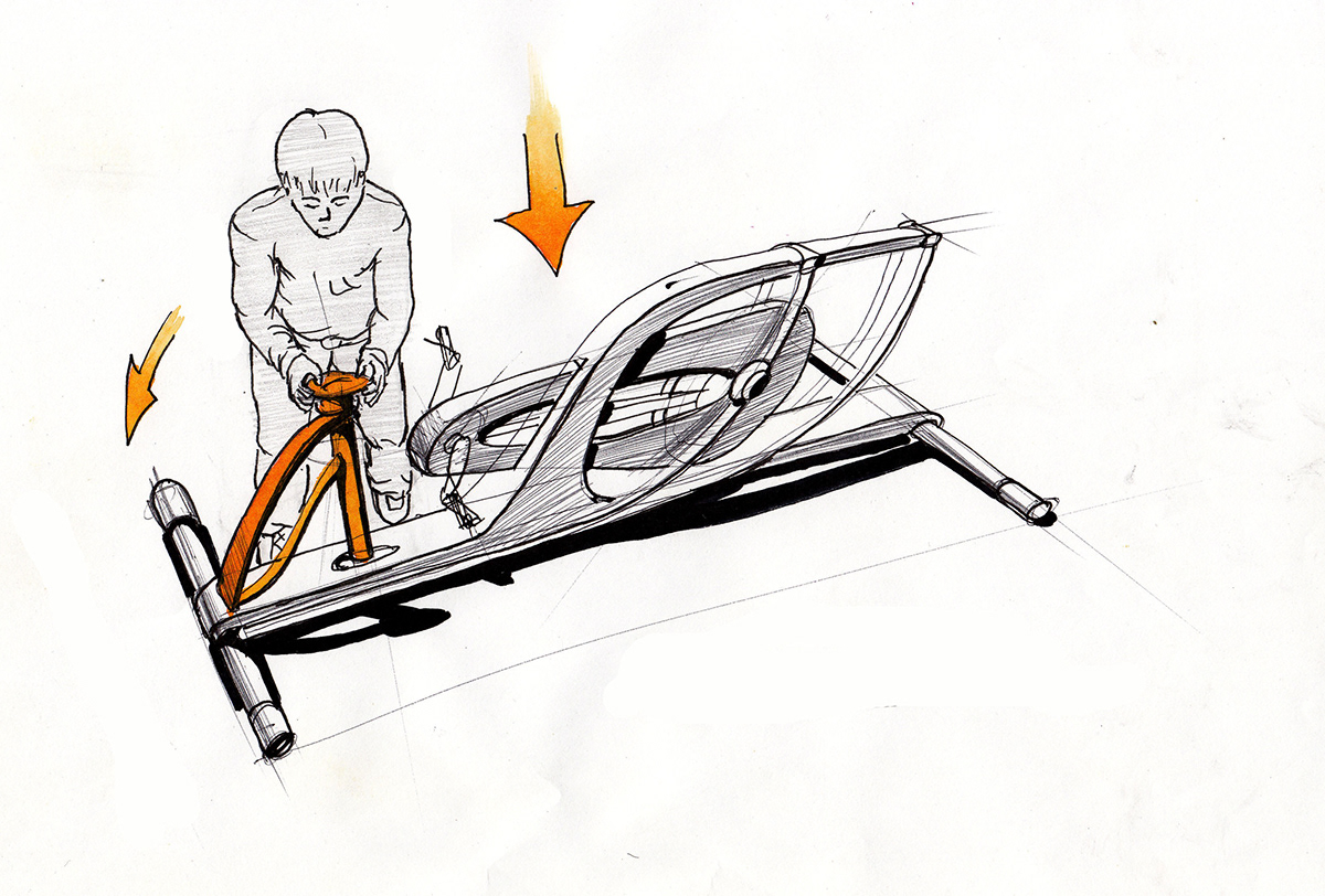 ergometer bicycle ergometer medicine sport training sportologica sketching modelling multifunctional mobile folding Smart concept