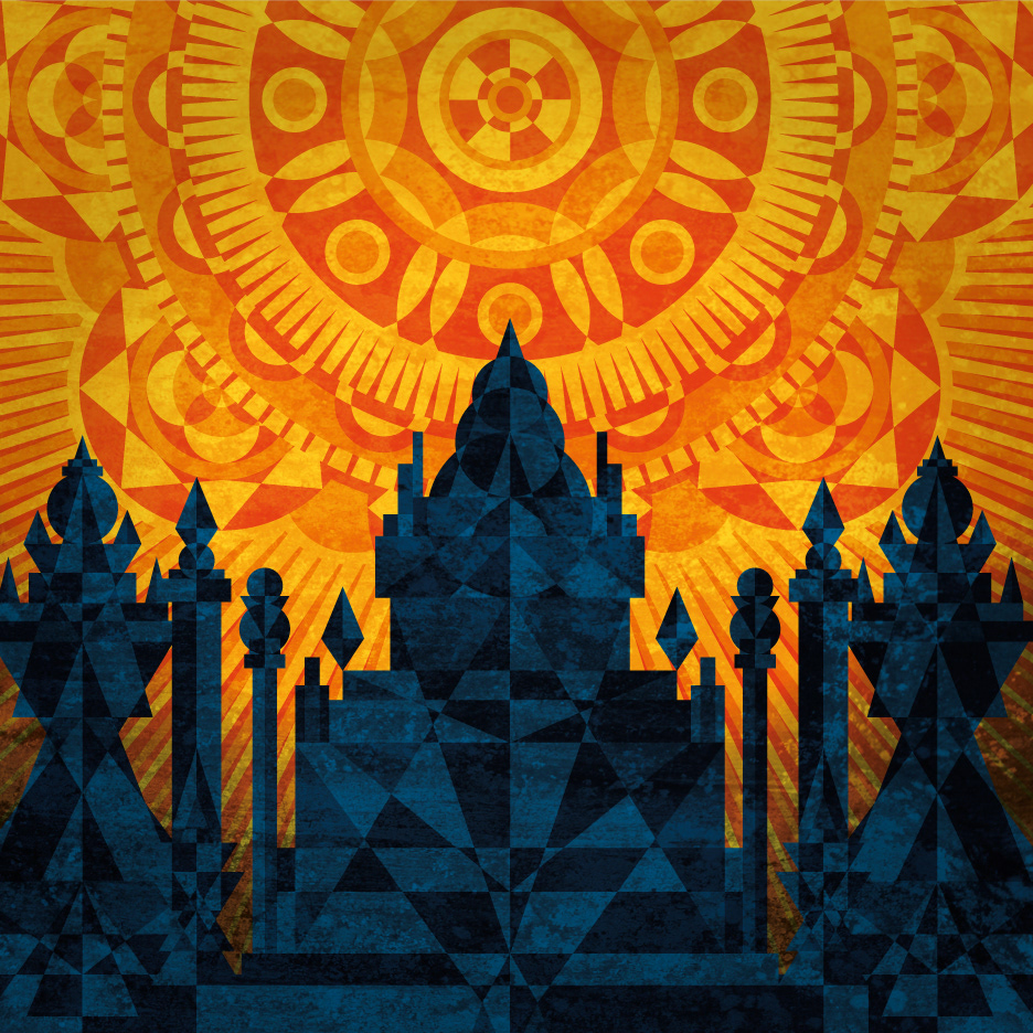 vector album art geometric temples Sun