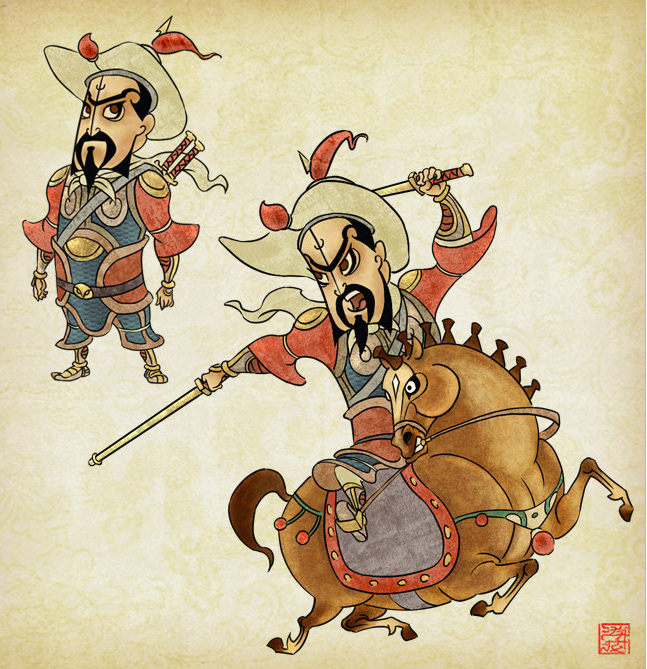 Chinese style cartoon Hero warrior dynasty cold weapon knight