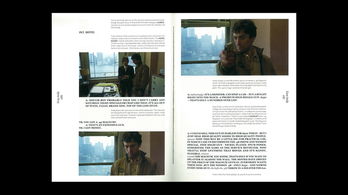 movie taxi driver editorial book Script Cinema design graphic design 