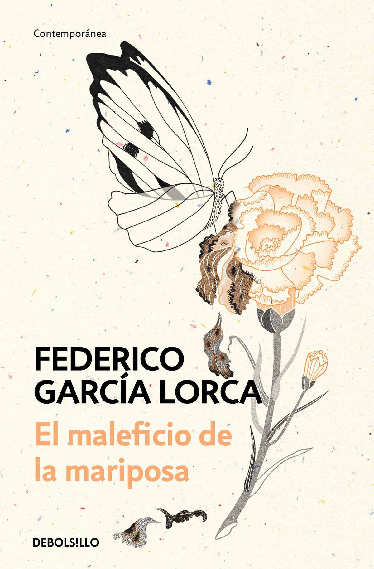 Garcia Lorca cover illustration line drawing subtle theather illustration butterfly flower minimal vintage delicated