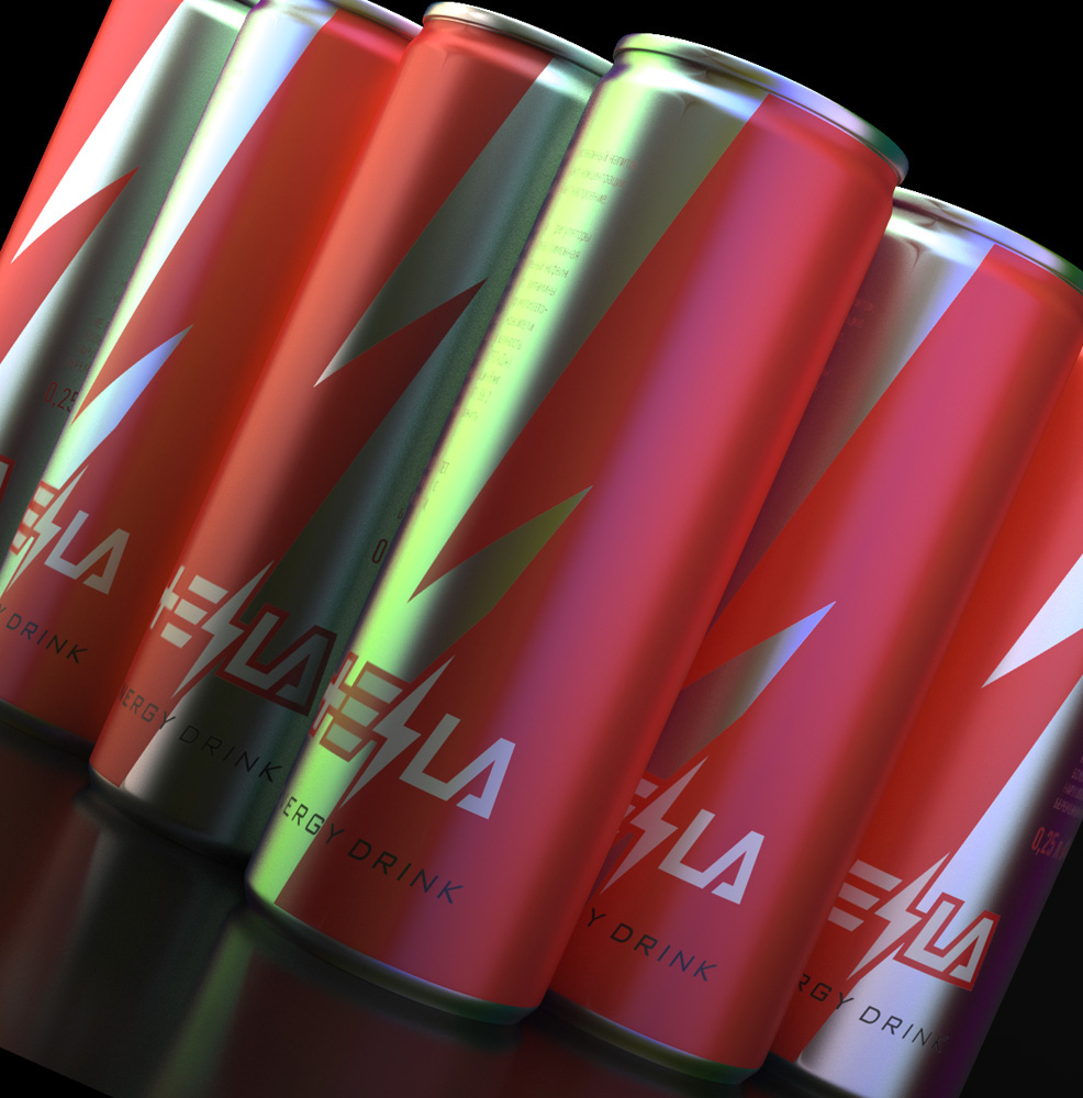 tesla package red Russia Moscow can energy drink soft bright pavel kulinsky identity