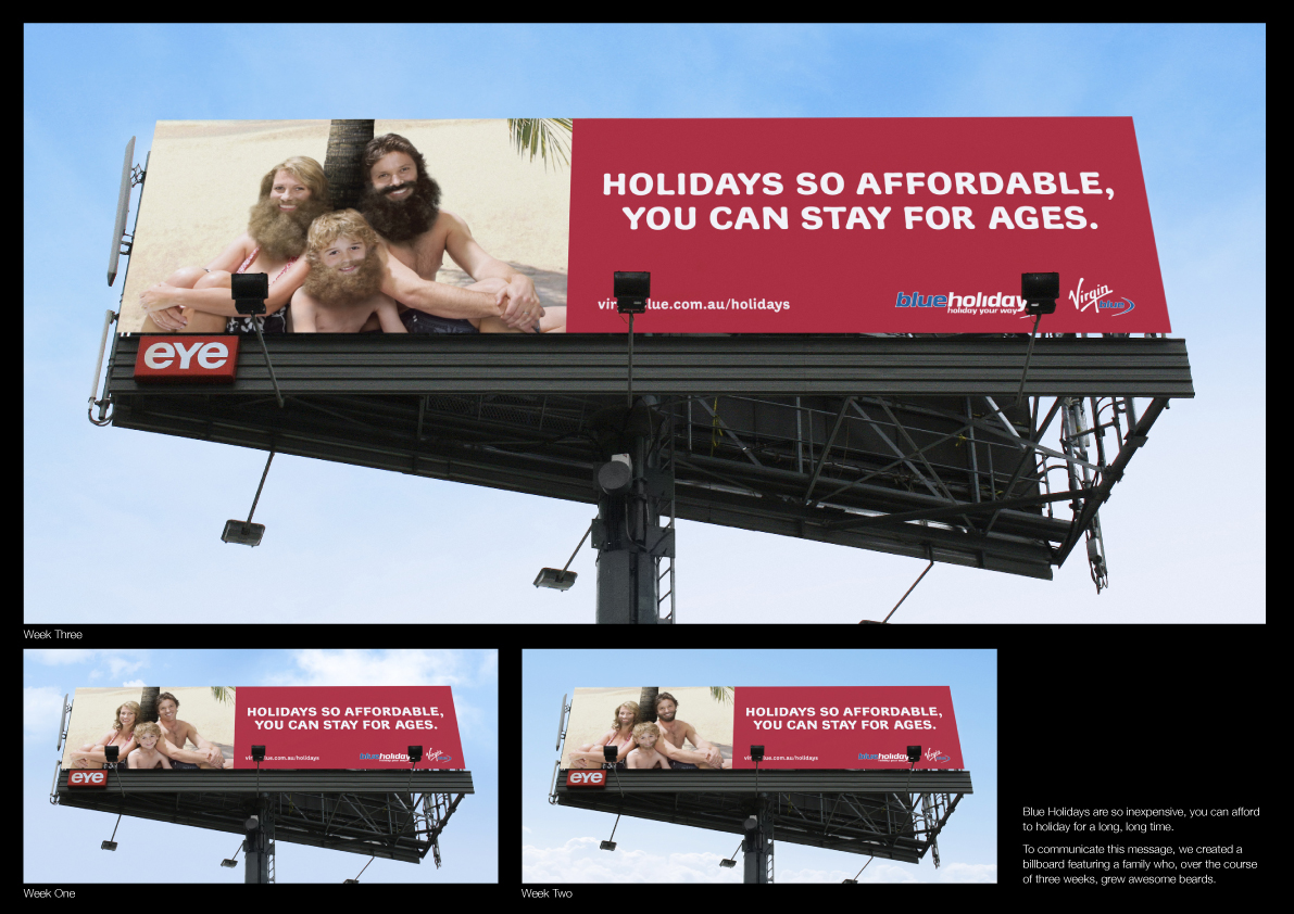 Virgin Blue holidays beards billboard