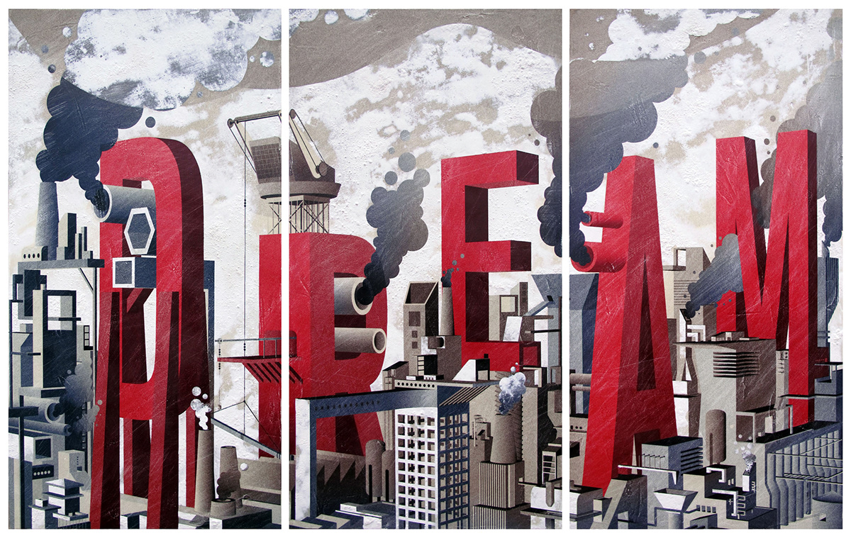 Adobe Portfolio factory dream smog fact art chalk digital Vectorial Illustrator Perspective light ManMachine machine city Perspective Illustrator
