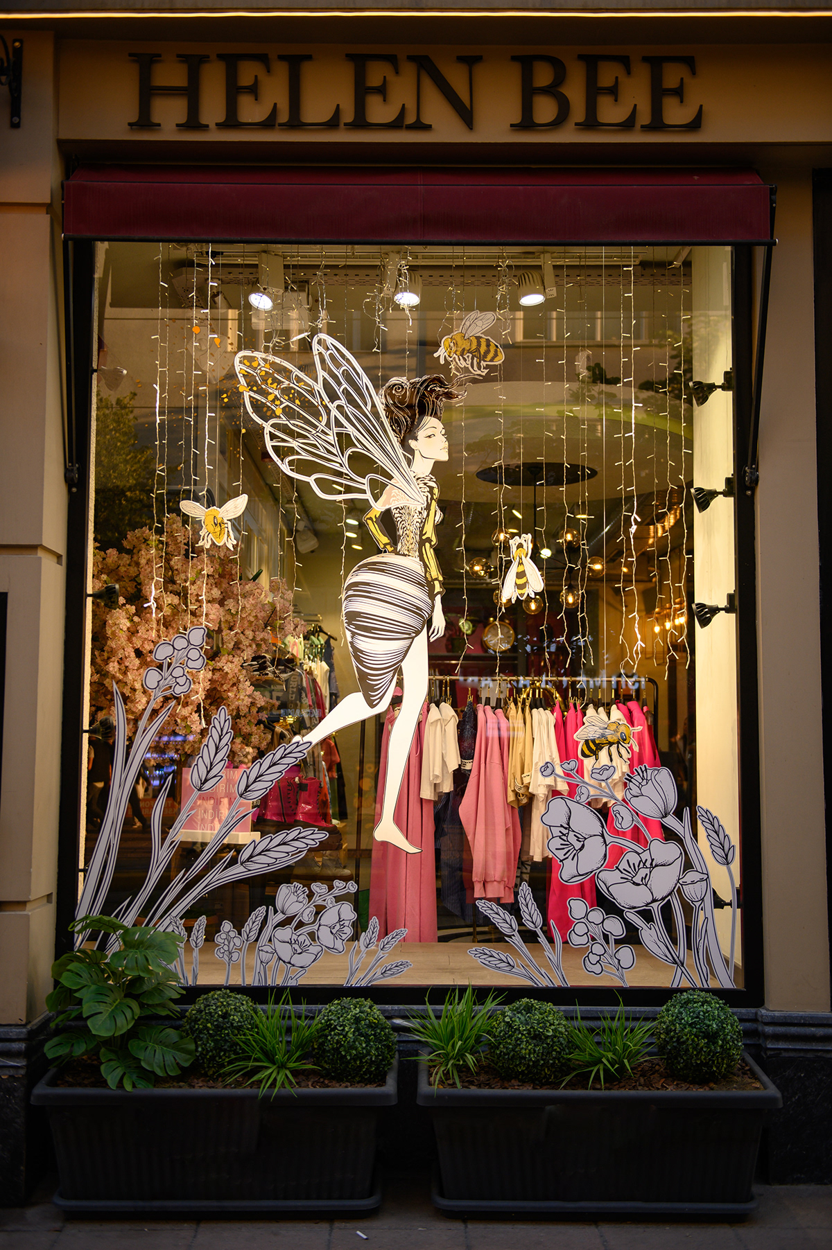 Window Display fashion illustration clothing brand bee brand identity