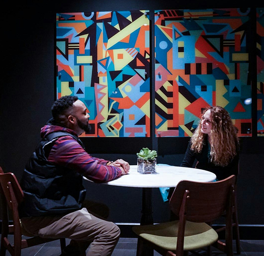 digital graphic vector geometric color interior design  living spaces couples collaborate maze