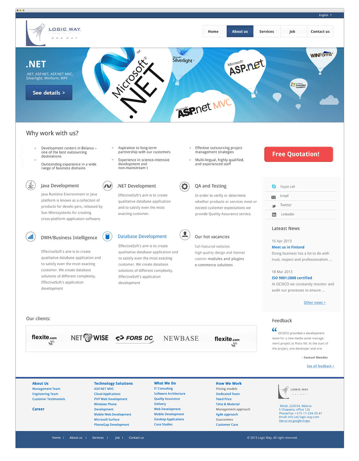 site Web design development