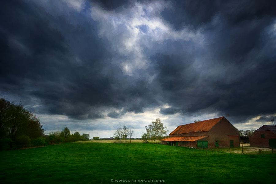 clouds farm rural Landscape storm Painted Geldern Niederrhein
