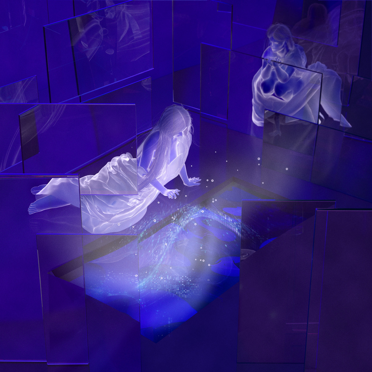 net art mythology 3D Cyberpunk surreal ultraviolet digital painting neon abstract FUTURISM