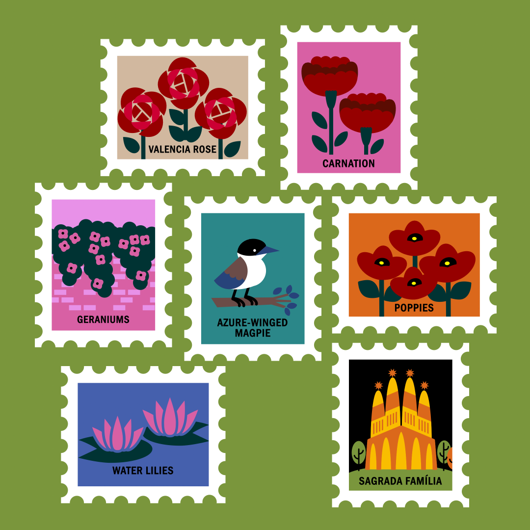 animals Landmark landscapes postage stamps spain stamps