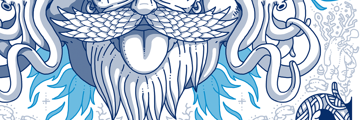 norse  dede Norse north beard octopus dragon blue smoke root fish sea ice