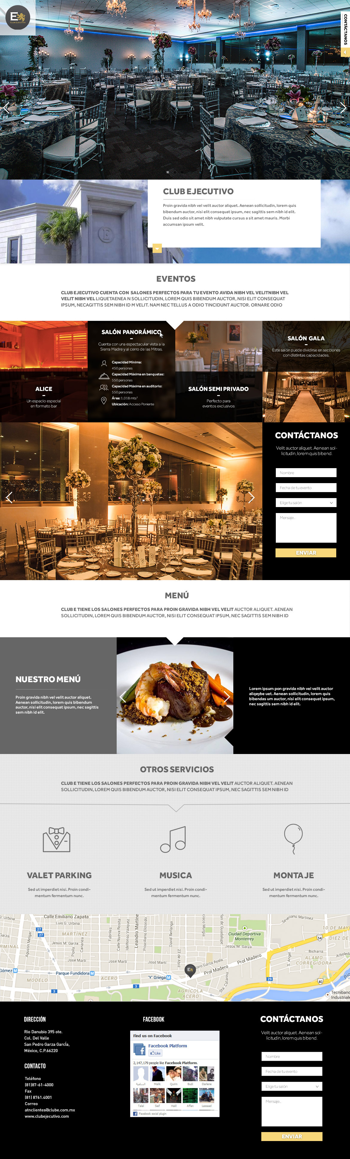 landing page flat simple sophisticated Events user design online gold black scroll Responsive