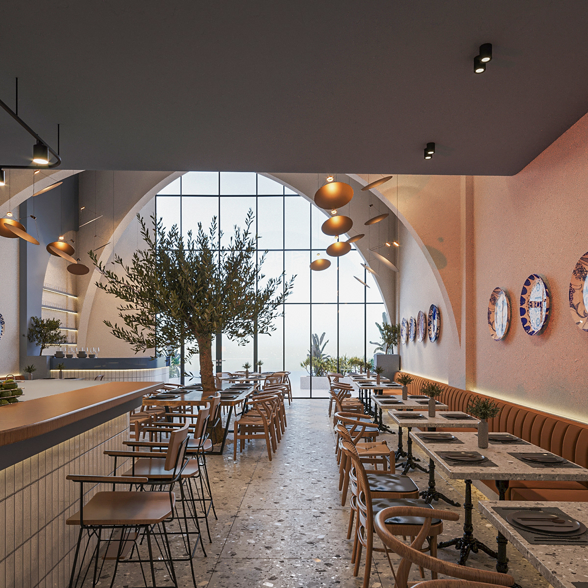 interior design  Interior 3ds max 3D architecture visualization archviz Cafe design restaurant