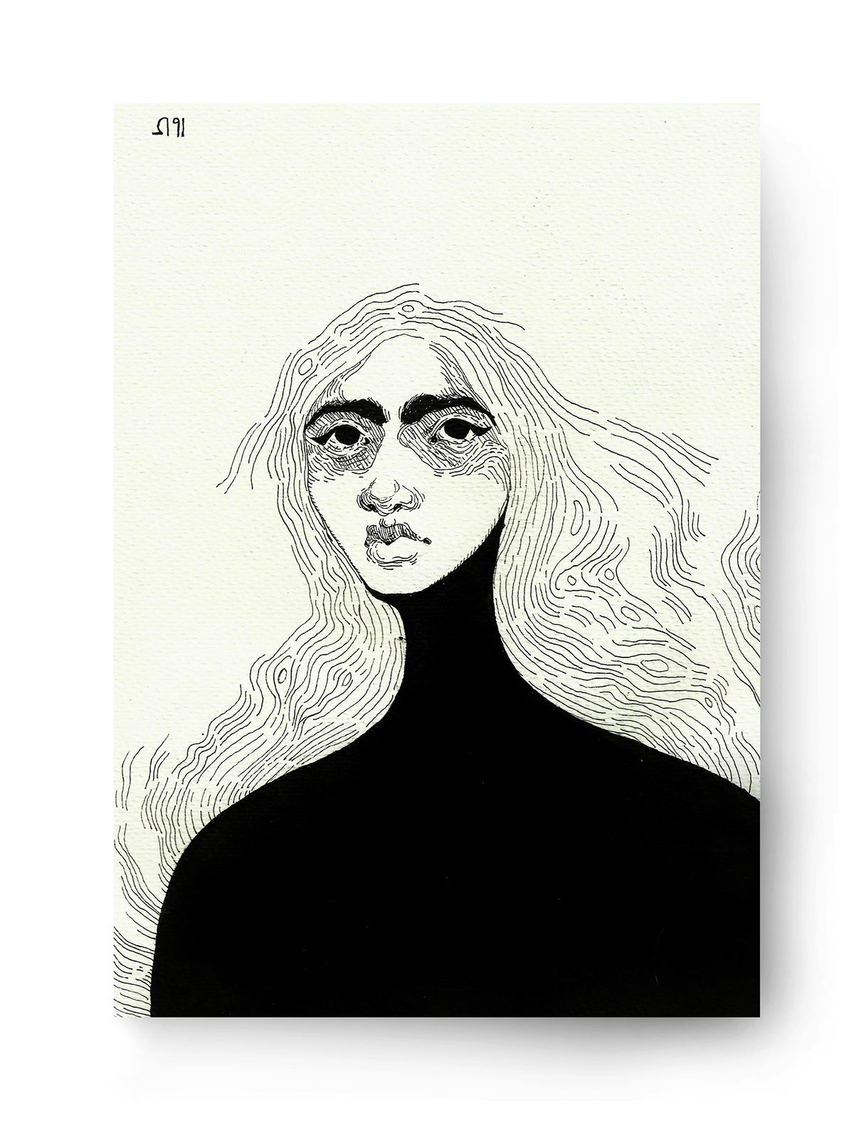 ILLUSTRATION  portraits conceptual art hands faces transparent black and white inked