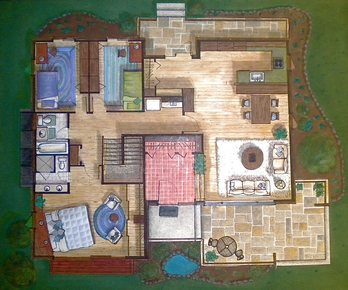 Hand Rendered Floor Plan on SCAD Portfolios