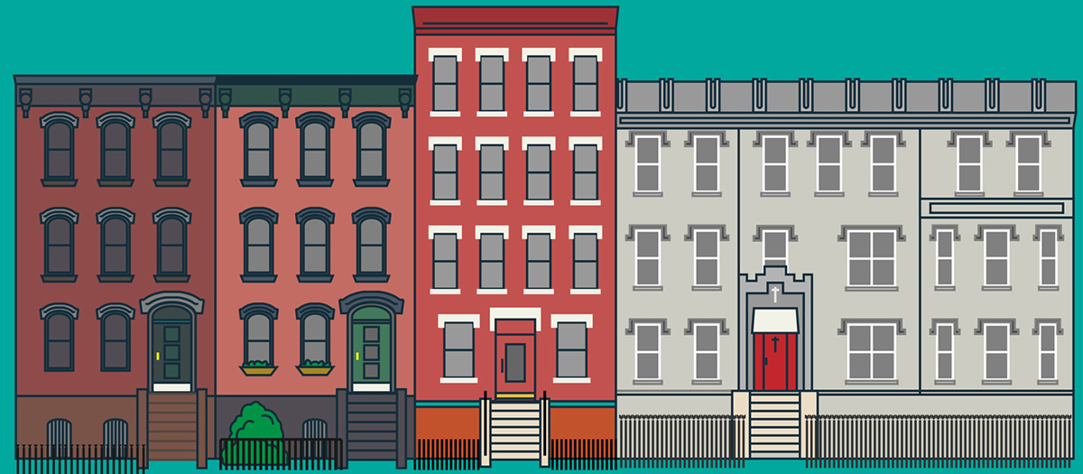buildings building historical district Jersey City downtown facades windows Doors path train STATION stairs infographic line art Icon