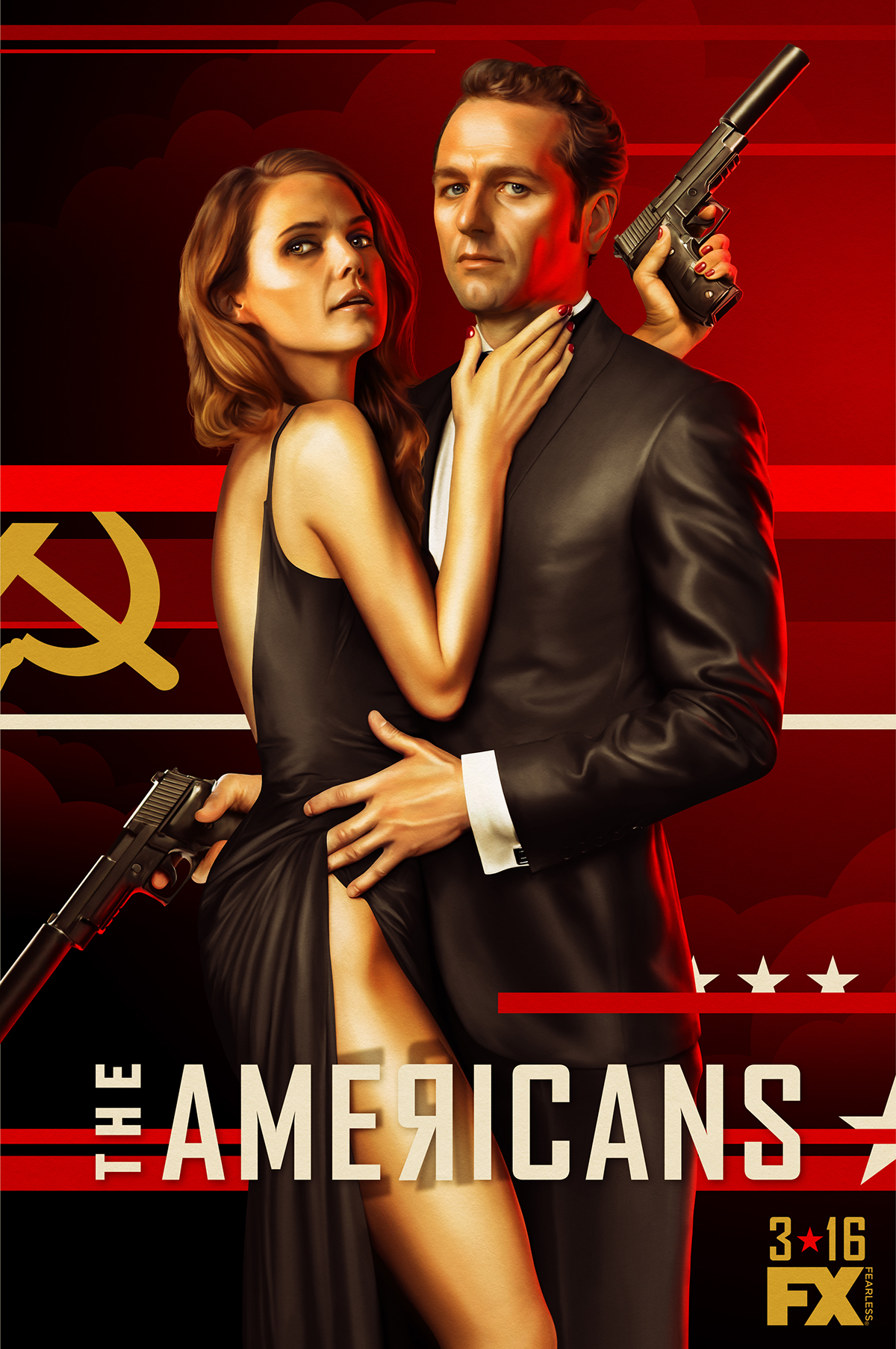 the americans Americans fx Keri Russell Matthew Rhys poster key art spies russian Russia usa family spy Propaganda digital painting